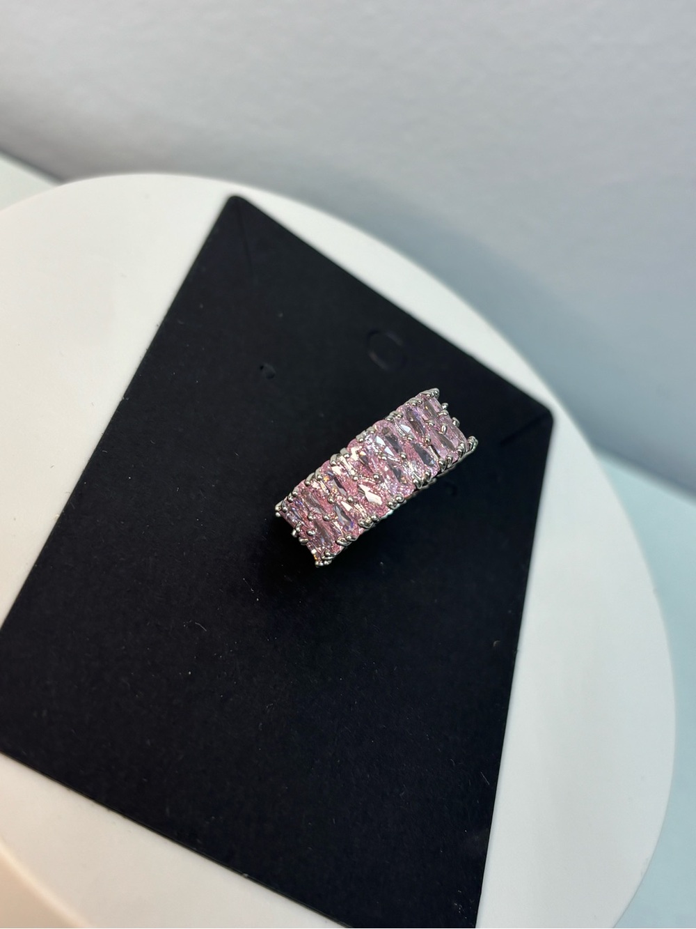 Pink Stone Eternity Band Ring - Picture 9 of 10